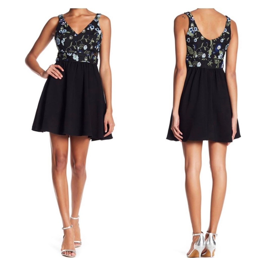 BCBGeneration Floral Embroidered Empire Dress